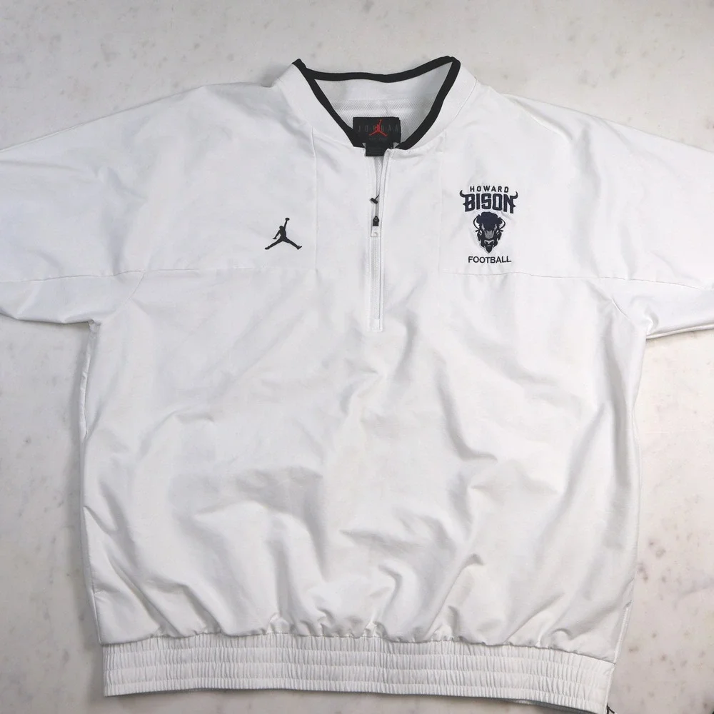 Jordan Howard Bison Football Quarter Zip Windbreaker White Mens XL HBCU Sideline